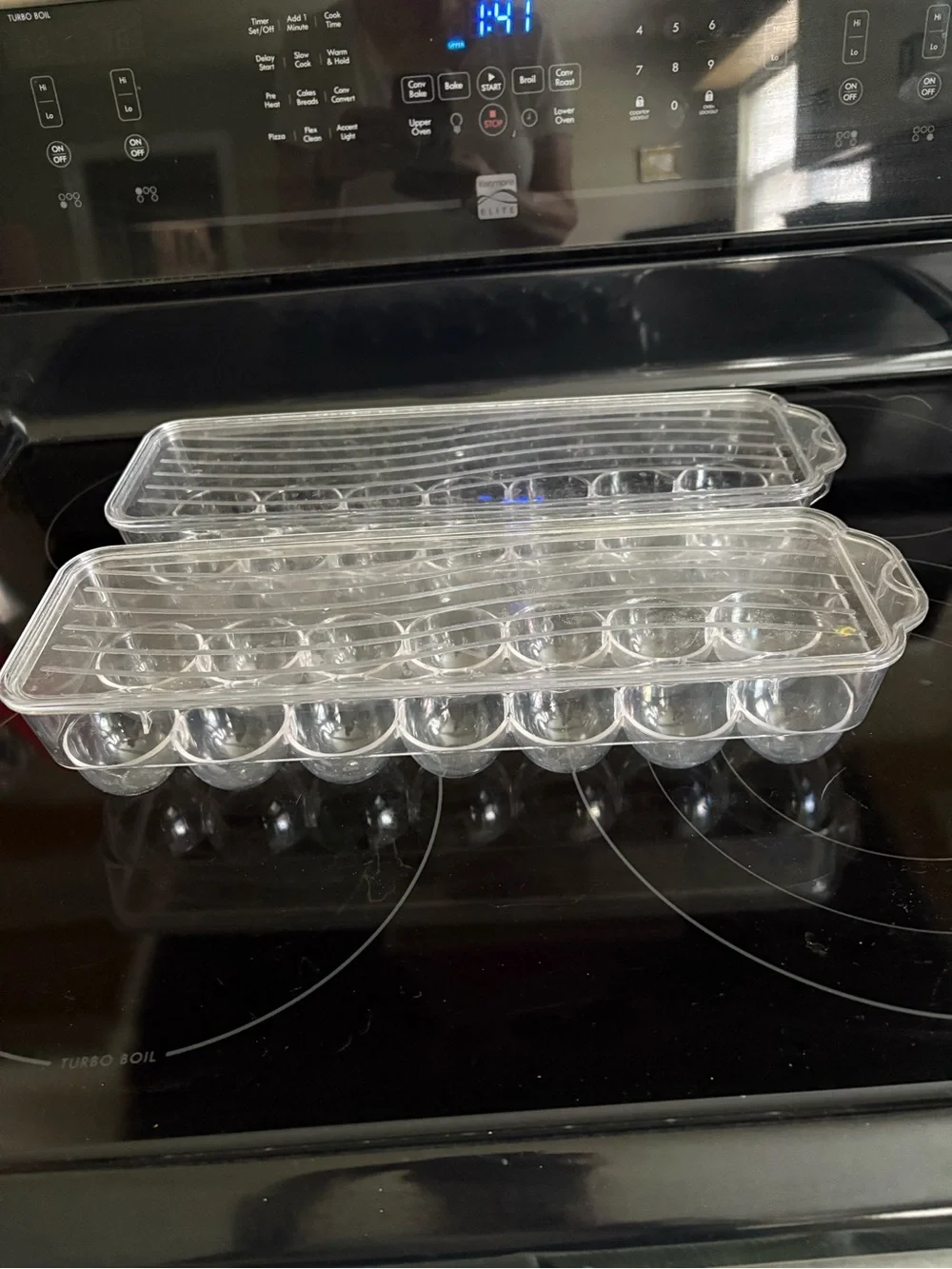 Clear Plastic Egg Tray Storage Organizers, set of 2 with lids